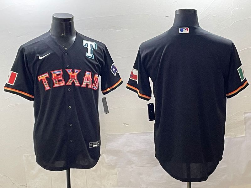Men Texas Rangers Blank Black Mexico Game 2025 Nike MLB Jersey style 3